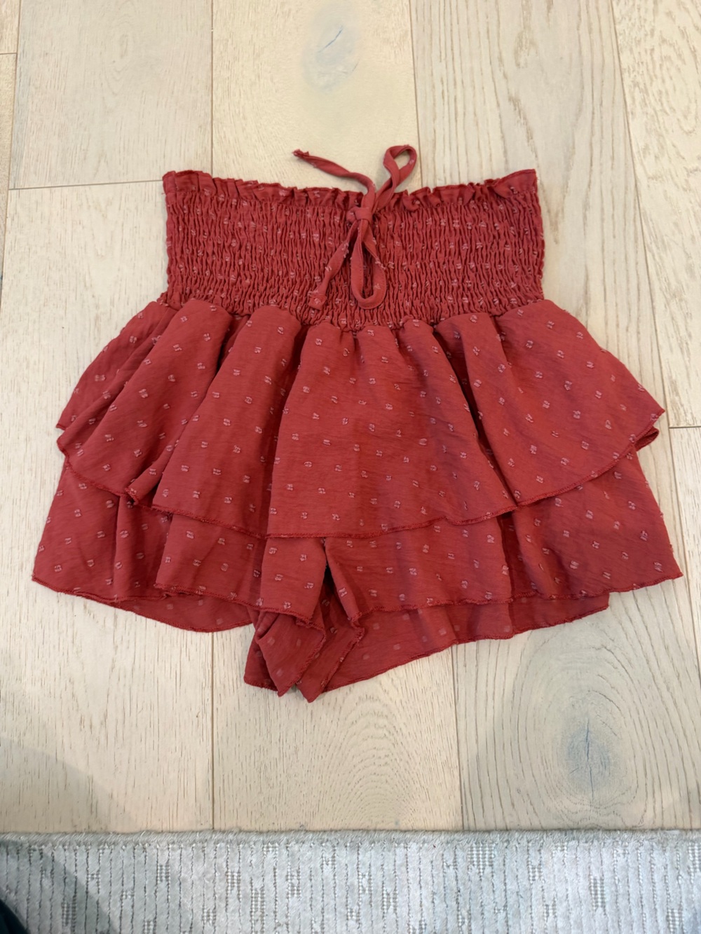 SHEIN Rust Red High Waist Ruffle Shorts